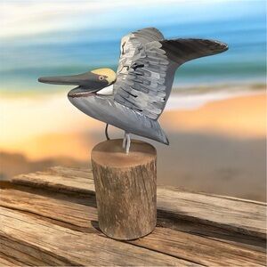 Hand Painted Wooden Pelican